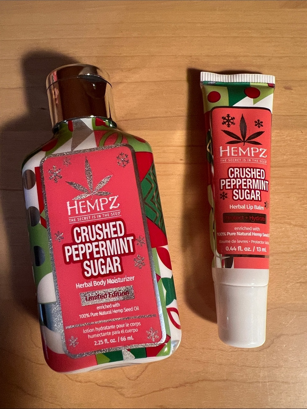 Hempz Crushed Peppermint Sugar Herbal Body Moisturizer & Lip Balm Bundle